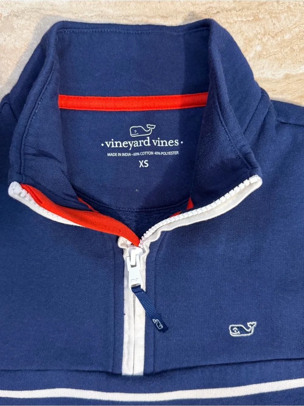 Vineyard Vines Navy & White Striped Half-Zip Sweater